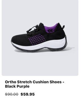 Comfort Wear Slip-On Athletic Sneakers in Black and Purple